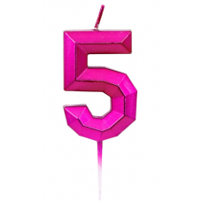 Свеча -цифра "5" Диамант Маджента 4,5смV